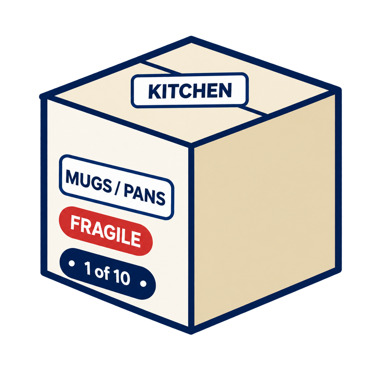 Label the top and one side of every box